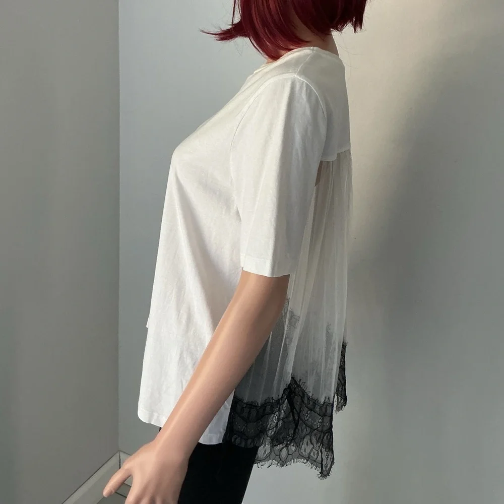 Zara White Short Sleeve Tee Sz M